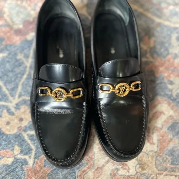 Louis Vuitton Black Chess Flat Leather Loafers - Picture 2 of 13